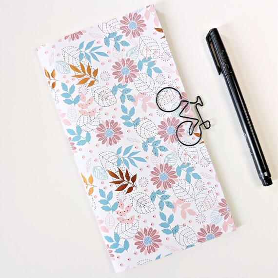 Travelers Notebook Insert, PINK and BLUE with GOLD, sizes Regular Standard A5 Wide B6 Personal A6 Field Notes Passport Micro Nano - N755