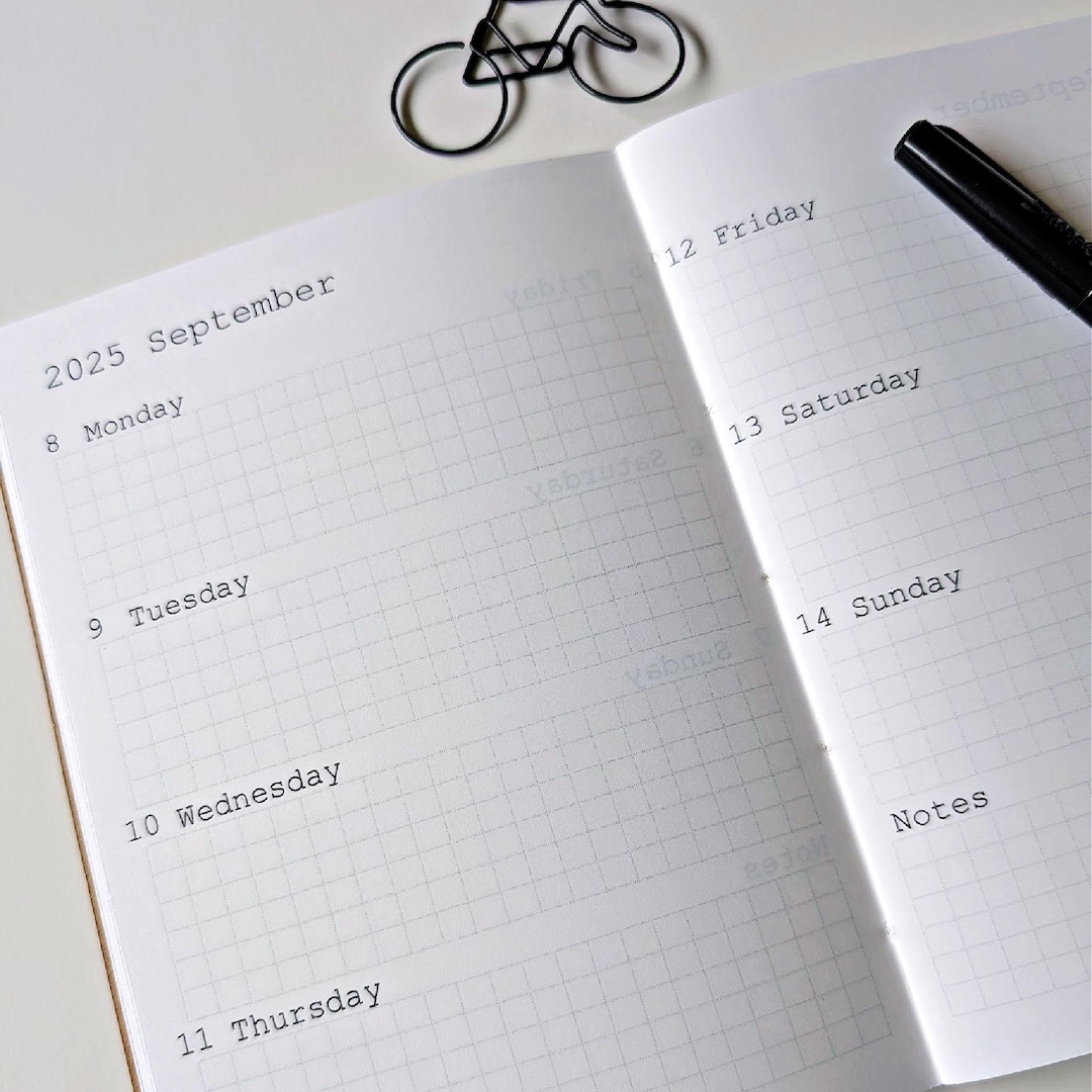 DATED Week on Two Pages 2026, Travelers Notebook Insert, Weekly ...