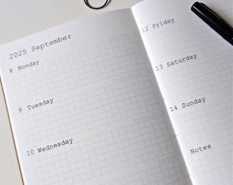 DATED Week on Two Pages 2026, Travelers Notebook Insert, Weekly Calendar Insert, Midori - WO2P D002