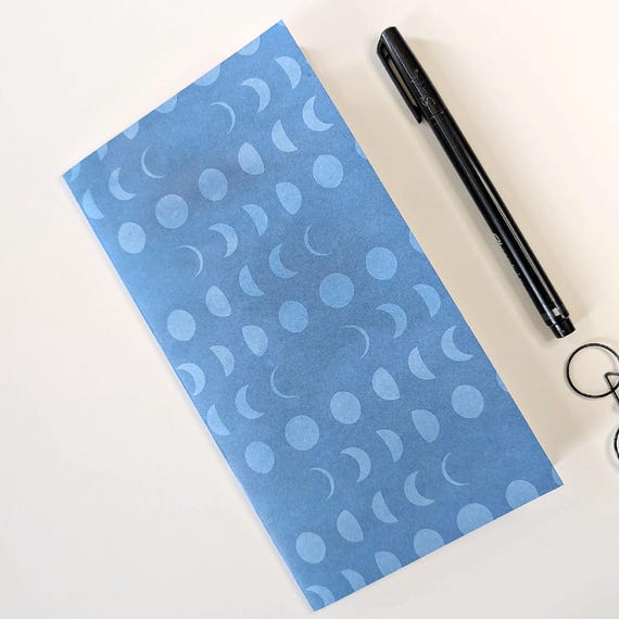 Travelers Notebook Insert, Moon Phases, Hand-Stitched in various sizes including A5, B6 slim, Passport, Standard and more - N750