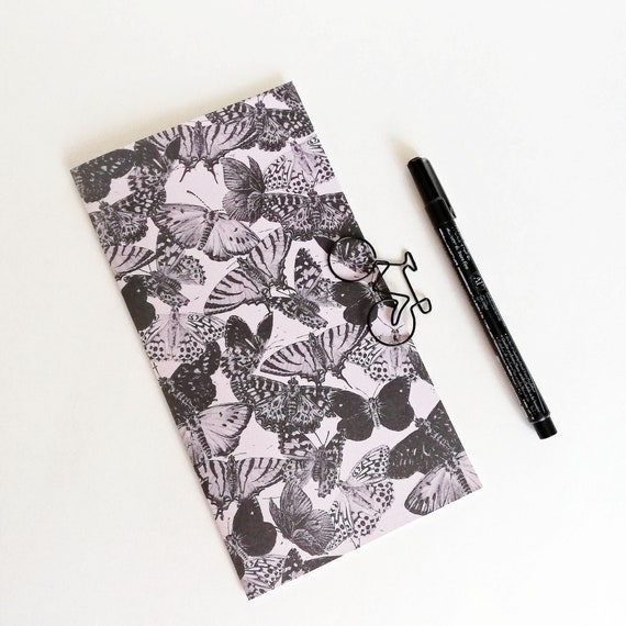 Travelers Notebook Insert, BUTTERFLY, Hand-Stitched,sizes include Regular, Standard, A5, B6, Personal, Pocket, More - N675