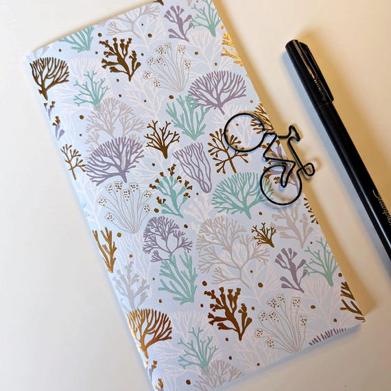 CORAL Travelers Notebook Insert - Fauxdori Midori Insert - TN Refill Accessory - Sea Blue Green Gold Insert - 10 Sizes - N774