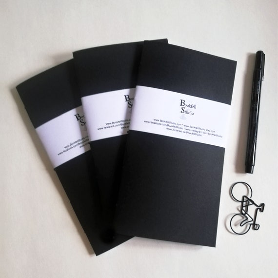 3 x Traveler's Notebook Inserts, Black, 3 pack bundle, Choice of Inner Pages, Use in your Midori or Fauxdori  - Tri410