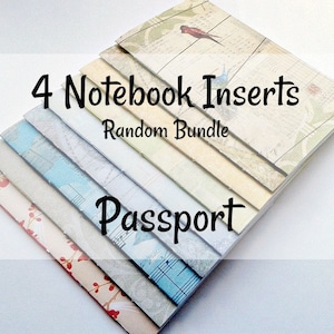 Set of 4 - Passport Travelers Notebook Inserts - RANDOM SURPRISE Cover and Inner Pages - Passport 4.9 x 3.5 -  Midori - TN Insert - RM040P