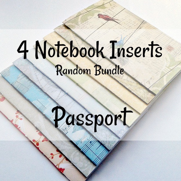 Set of 4 - Passport Travelers Notebook Inserts - RANDOM SURPRISE Cover and Inner Pages - Passport 4.9 x 3.5 -  Midori - TN Insert - RM040P