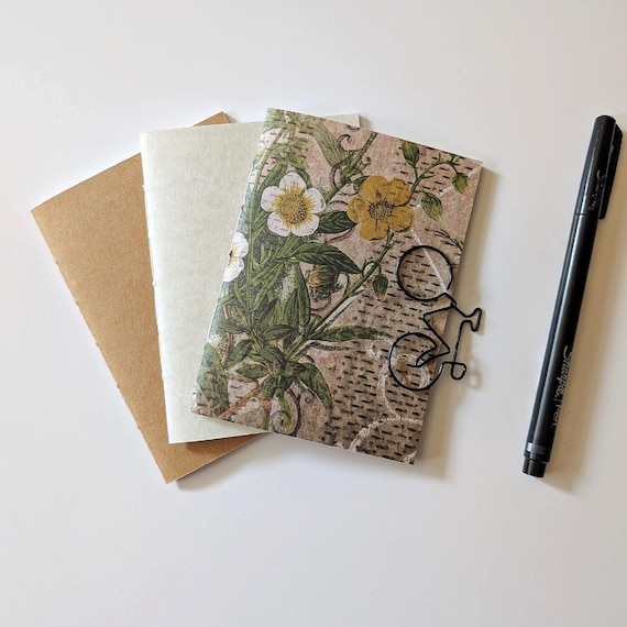 3 x Passport Travelers Notebook Inserts - Fauxdori Midori Insert - Book Bundle - Kraft Cream and Leaves - TN Accessory - Pack of 3 - RM202