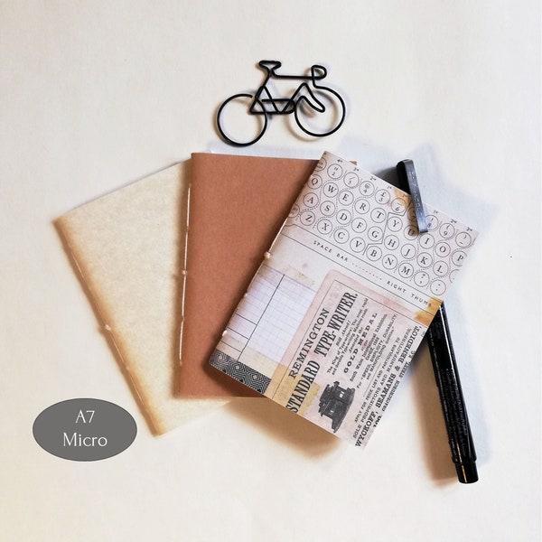 3 x Micro / A7 Traveler's Notebook Inserts - Assorted Colours of Covers available - Micro A7 4.1 x 2.9 - Fauxdori - RM204B