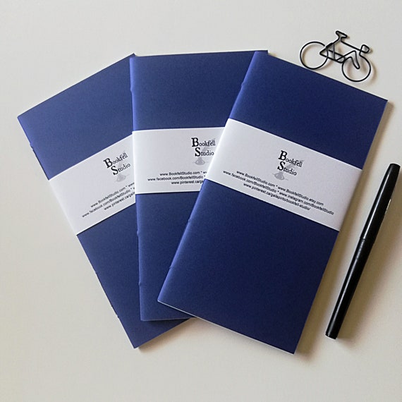 3 x Traveler's Notebook Inserts, Blue, 3 pack bundle, Choice of Inner Pages, Use in your Midori or Fauxdori  - Tri390