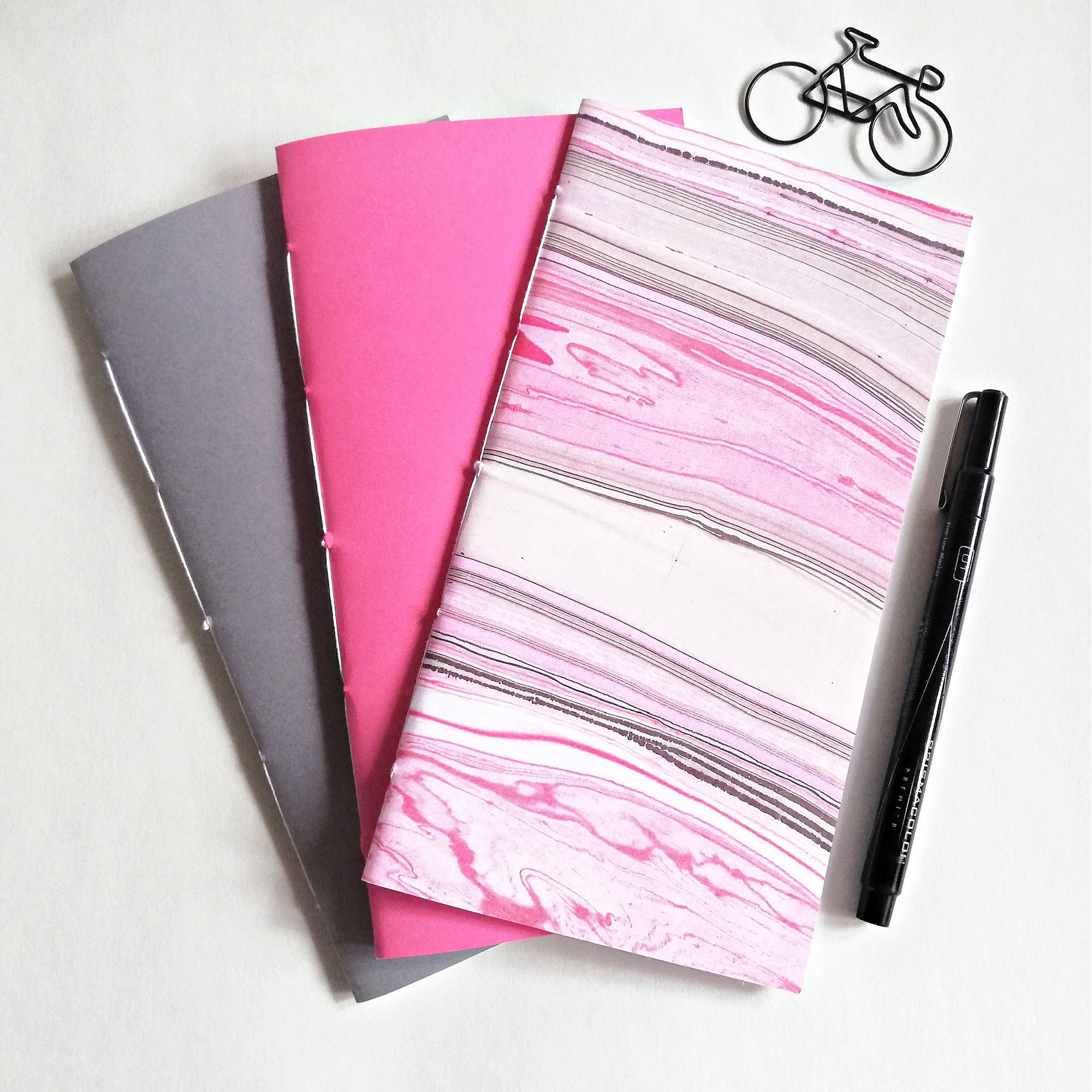 3 x Traveler's Notebook Inserts, STANDARD Size, Pink n Grey, 3