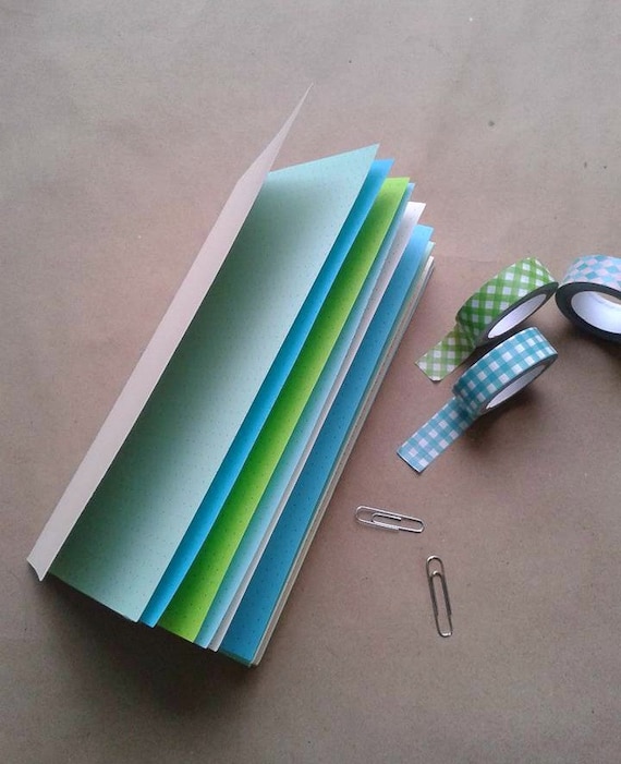 Traveler's Notebook Insert - Choice of 8 Sizes and 6 Patterns - Parchment Cover - Midori Insert - SAND and SEA GLASS - Blue Green - N042