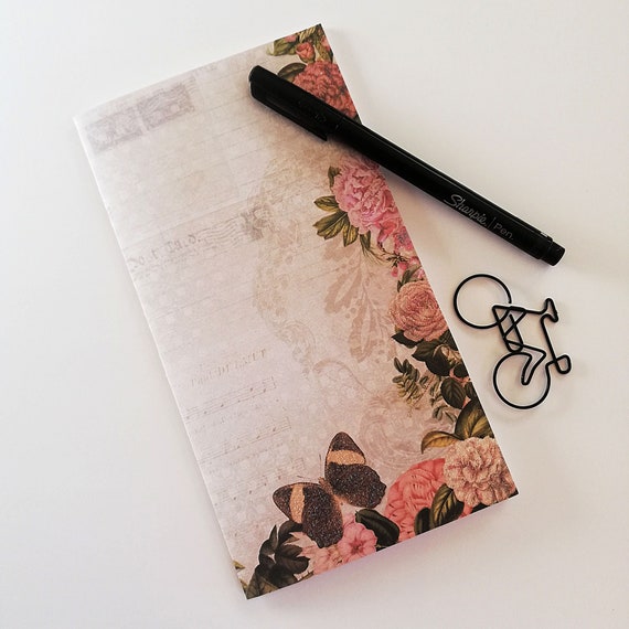 Travelers Notebook Insert, Butterfly Flower Spring, Midori Refill, TN Accessory - Sizes include Standard, B6, Cahier and more - N728