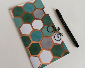 Travelers Notebook Insert, Blue Green Grey with Foil, Fauxdori Midori Insert,TN Refill Accessory, available in 10 Sizes including B6 - N616