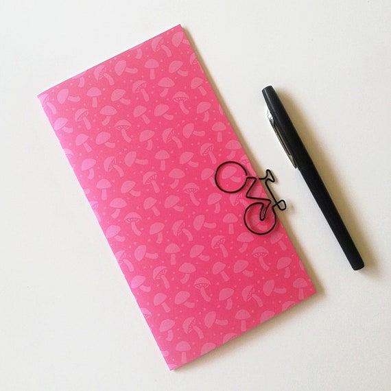 Travelers Notebook Insert, Pink Mushrooms Spring, Midori Refill, TN Accessory - Sizes include Standard, B6, Pocket and more - N735