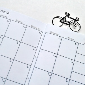 MOIS sur deux pages - un ou deux ans - encart pour carnet de notes du voyageur - calendrier mensuel - encart pour calendrier Midori - agenda mensuel - MO2P-C003