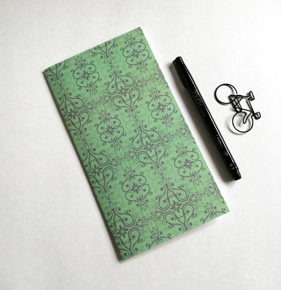 Travelers Notebook Insert - GREEN Fauxdori Midori Journal - TN Refill Accessory - Emerald Moss Green Insert - 11 Sizes including B6 - N571