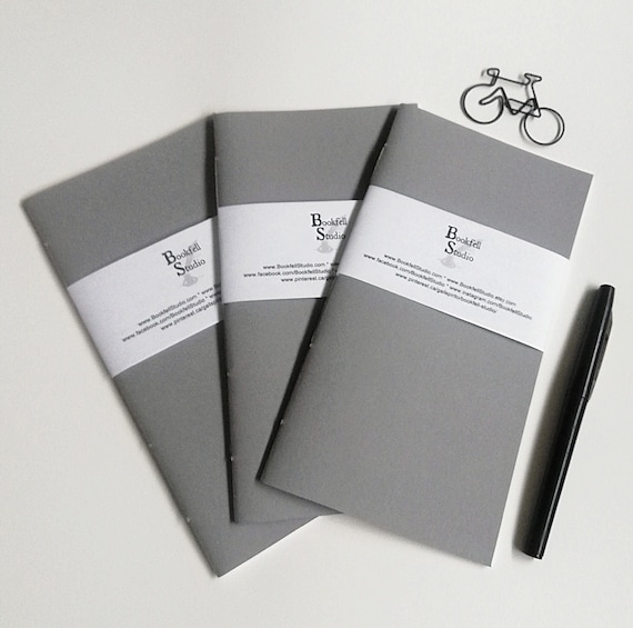 3 x Traveler's Notebook Inserts, Grey, 3 pack bundle, Choice of Inner Pages, Use in your Midori or Fauxdori  - Tri728