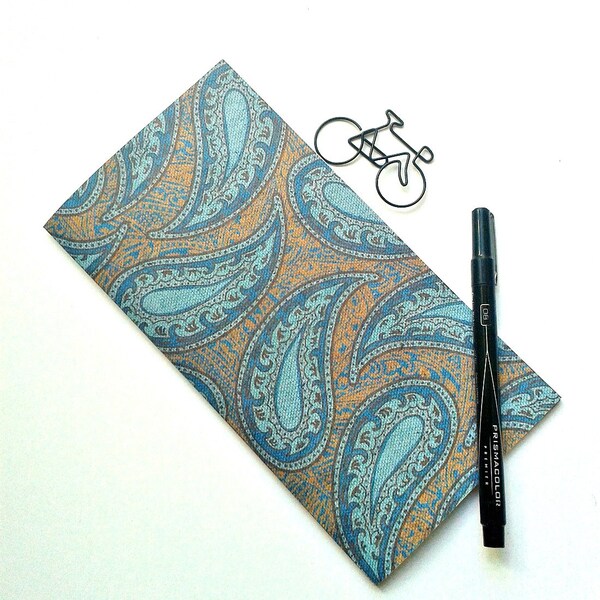 BLUE PAISLEY Traveler's Notebook Insert - Midori Insert - Notebook Refill - Fauxdori Insert - Personal Log -  Paisely and Floral - N110