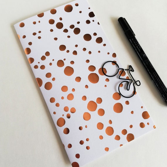 GOLD DOTS Travelers Notebook Insert in Rose Gold Foil - Fauxdori Midori Insert - TN Refill Accessory - Foil  - 10 Sizes including B6 - N636