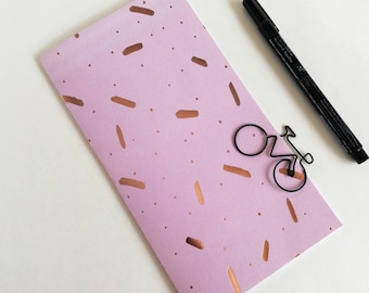 PINK Travelers Notebook Insert with Rose Gold Foil - Fauxdori Midori Insert - TN Refill Accessory - Foil  - 10 Sizes including B6 - N622