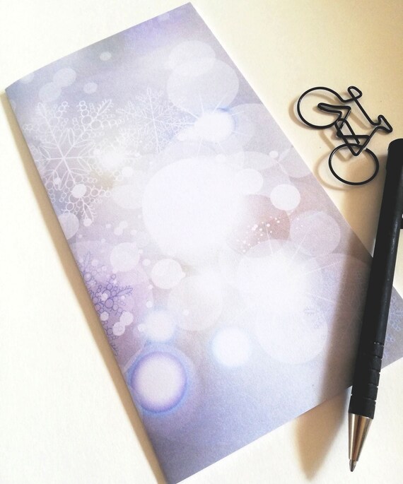 Traveler Notebook Insert,  Bokeh Snowflake, 11 Sizes incl  Standard Cahier A5 Wide B6 Slim Personal A6 Pocket Passport Micro Nano  - N606