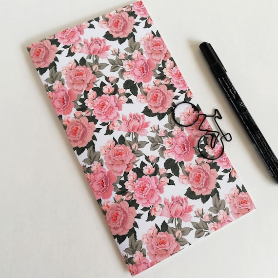 Midori Insert FLOWERS Travelers Notebook Insert Regular Standard A5 Wide B6 Personal A6 Pocket Field Notes Passport Floral Pink - N618
