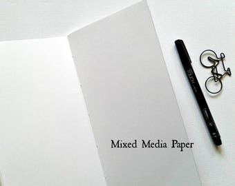 MIXED MEDIA Traveler's Notebook Insert -  Art Paper Insert - Strathmore Mixed Media Paper Vellum Surface - Midori Refill - Art TN - N280