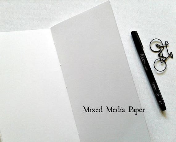 MIXED MEDIA Traveler's Notebook Insert -  Art Paper Insert - Strathmore Mixed Media Paper Vellum Surface - Midori Refill - Art TN - N280