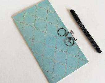 Travelers Notebook Insert, Blue Green with foil, Fauxdori Midori Insert, TN Refill Accessory Turquoise Bluish, 10 Sizes including B6 - N615