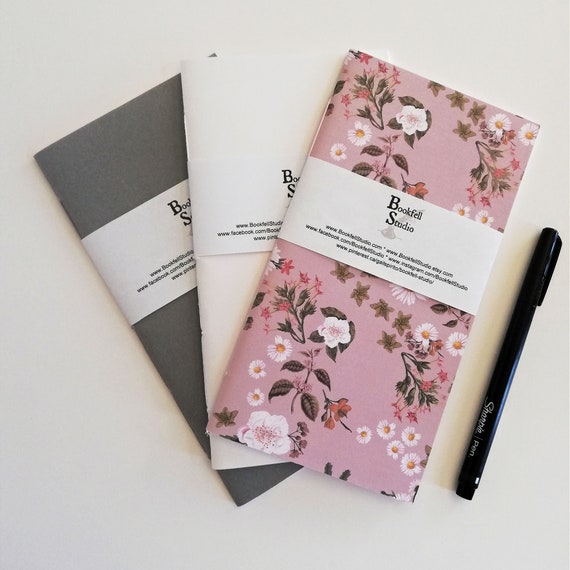 3 x STANDARD Traveler's Notebook Inserts, Pink, Grey and White, 3 pack bundle, choice of inner pages, for your Midori or Fauxdori - Tri999