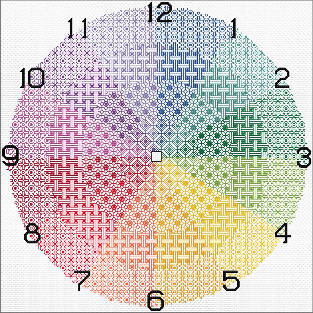 Colour Wheel Clock Face Kit in Blackwork Embroidery Etsy