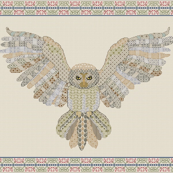 Blackwork Embroidery Owl