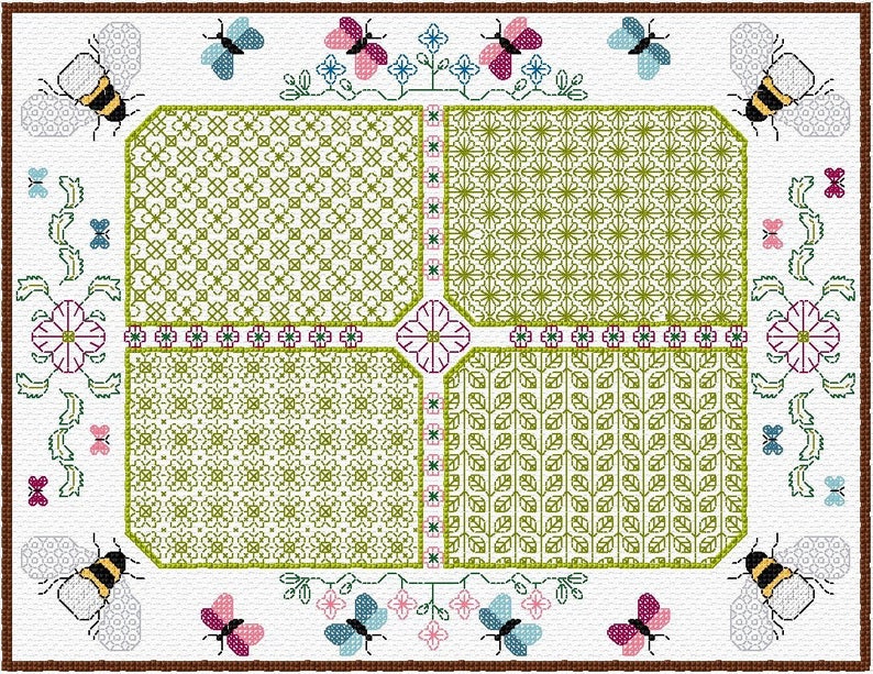 Botanic Blackwork Placemat or Mousemat Kit