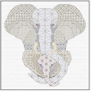 Blackwork Embroidery Elephant & Calf