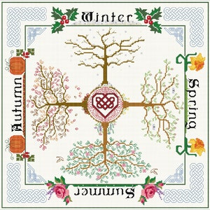4 Seasons in Cross stitch & Blackwork Embroidery