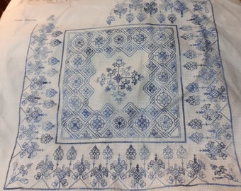 Blackwork Embroidery in Blue