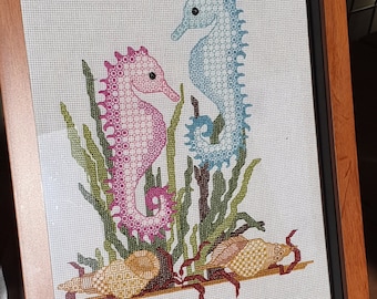 Blackwork Embroidery Seahorses