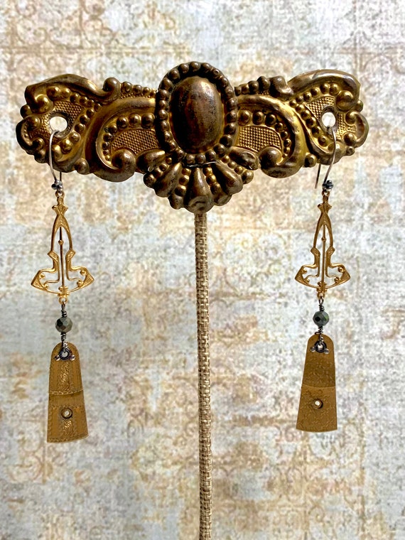 Vintage Edwardian Gilt Earrings With  Gold Filled… - image 7