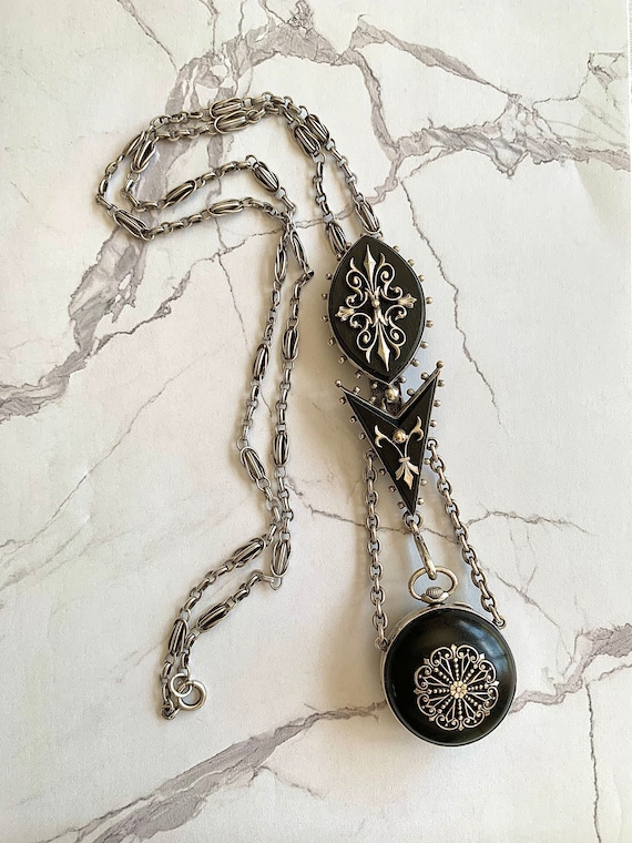 Antique French Victorian Chatelaine Watch Fob Neck