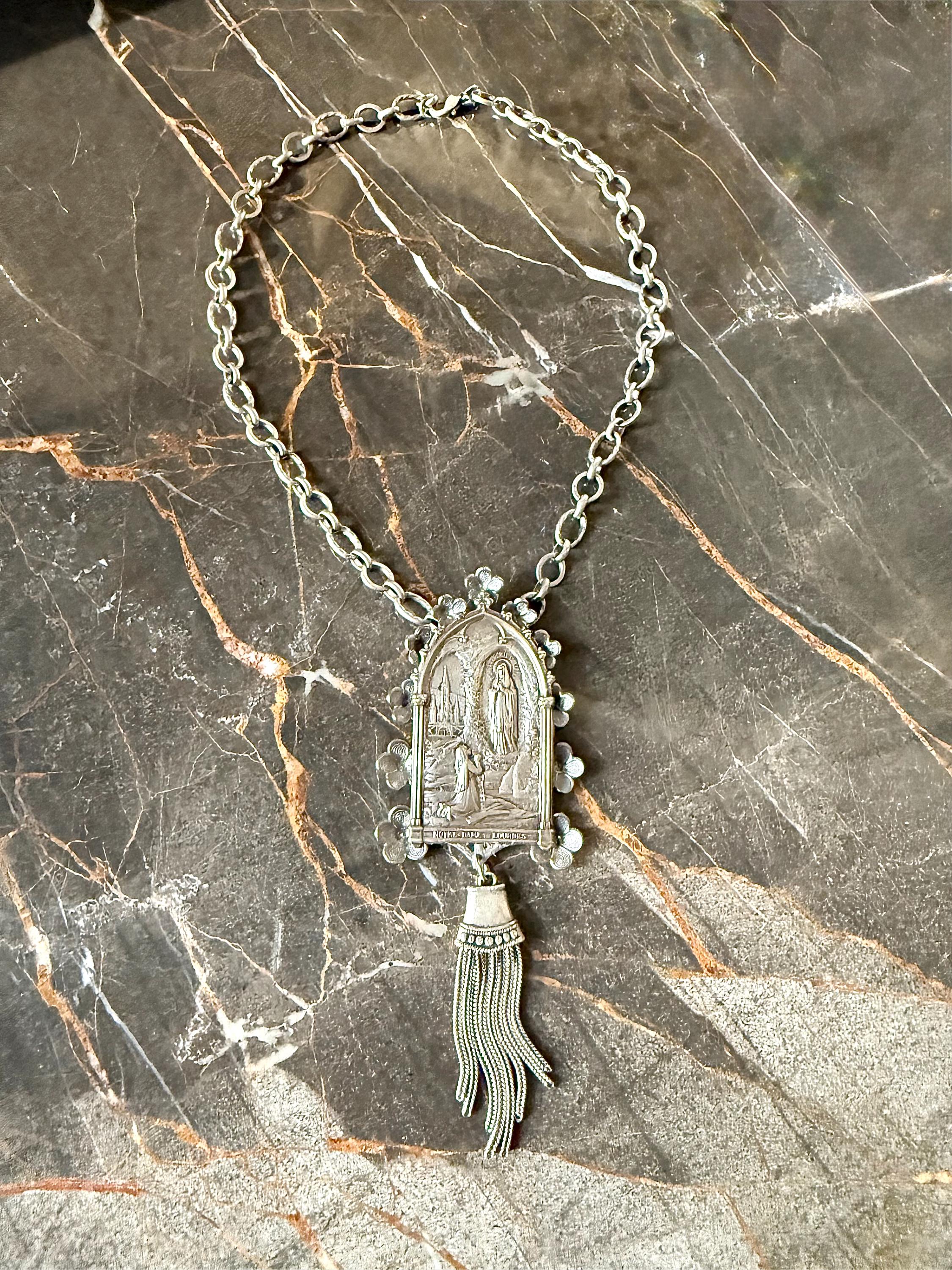 Vintage French Virgin Mary Notre Dame De Lourdes Religious Medallion ...