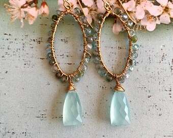 RESERVED FOR S- 14k Gold Filled Aquamarine Dangle Drop Earrings