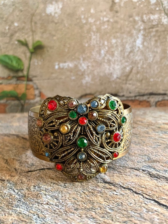 Bracelet Vintage 64mm En Cuivre/laiton - Creux Et Léger - Métal Doré