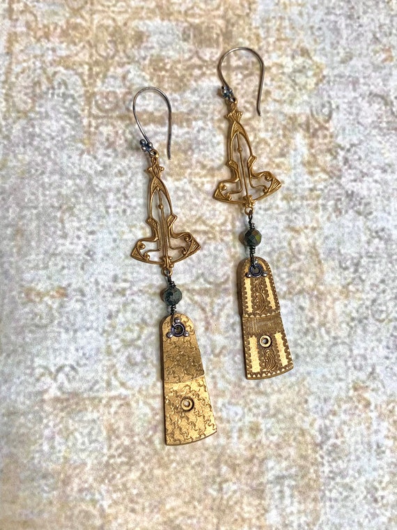 Vintage Edwardian Gilt Earrings With  Gold Filled… - image 1