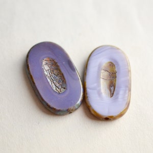 Lilac Purple Czech Glass Beads | Oval Bead | Czech Oval Beads | Bohemian Bead | Jewelry Making Beads | Picasso Beads | Jewelry Findings |DIY