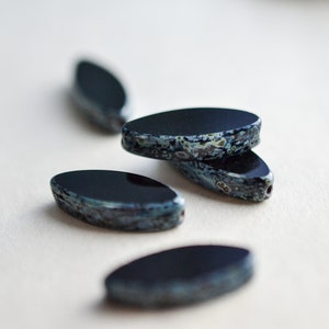 Black Czech Glass Beads Oval Bead Czech Oval Beads Bohemian Bead Jewelry Making Beads Picasso Beads Jewelry Findings DIY image 1