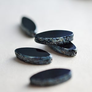 Black Czech Glass Beads Oval Bead Czech Oval Beads Bohemian Bead Jewelry Making Beads Picasso Beads Jewelry Findings DIY image 3