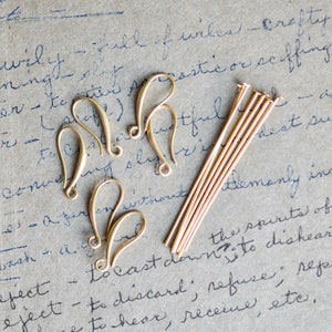 Matte Brass Ear Wires and Headpins Earring Hooks and Headpins Earring Findings image 1