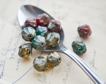 Czech Glass Holiday Bead Mix | Picasso Beads | Boho Beads | Premium Picasso Czech Glass Beads | Christmas Beads | 14mm | 6 PCS