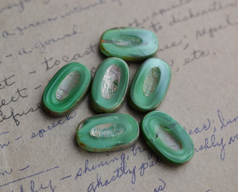 Forrest Green Czech Glass Beads Picasso Beads Boho Beads Premium Picasso Czech Glass Beads 20mm 4 PCS image 1