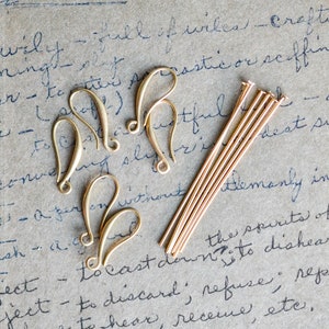 Matte Brass Ear Wires and Headpins Earring Hooks and Headpins Earring Findings image 7