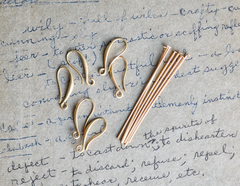 Matte Brass Ear Wires and Headpins Earring Hooks and Headpins Earring Findings image 7